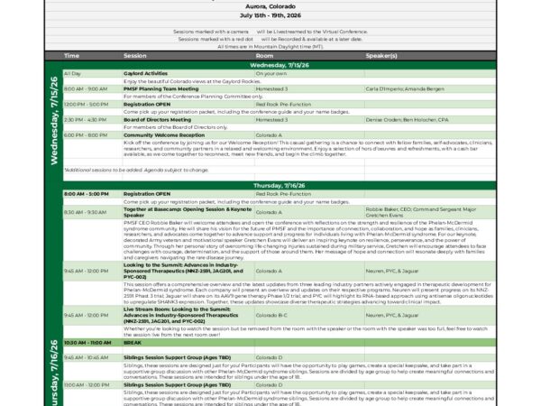 2026 PMSF Family Conference Agenda