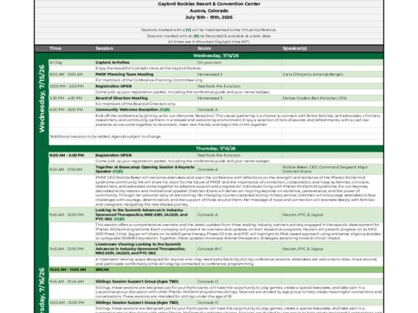 2026 PMSF Family Conference Agenda