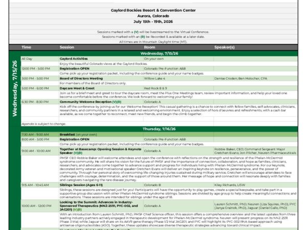 2026 PMSF Family Conference Agenda
