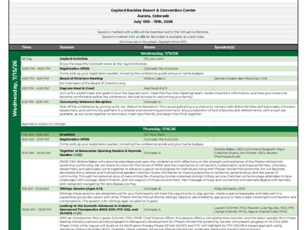 2026 PMSF Family Conference Agenda